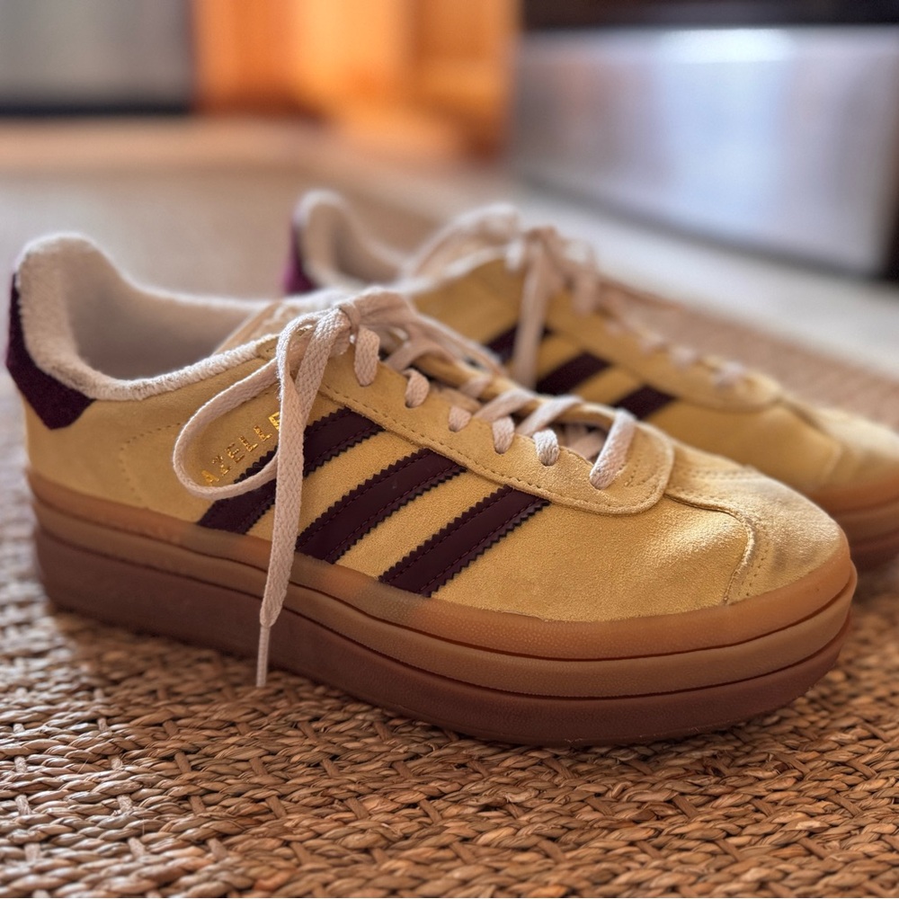 Adidas Gazelle Women's Yellow and Maroon Sneakers